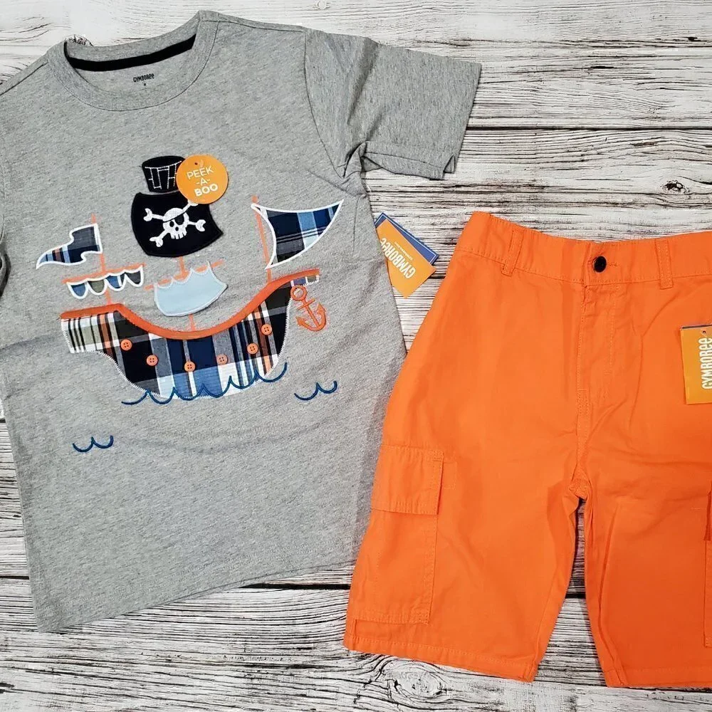 Pirate Ship T-Shirt and Shorts Outfit Gymboree Whale Hello There Collection NWT